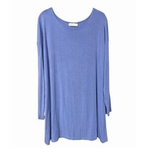 Bryn Walker Micro Modal Tunic Top XL Purple Long Sleeve Drop Shoulder Stretch